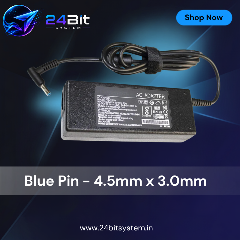 Compatible HP 65W Laptop Charger - Blue Pin - 4.5mm x 3.0mm